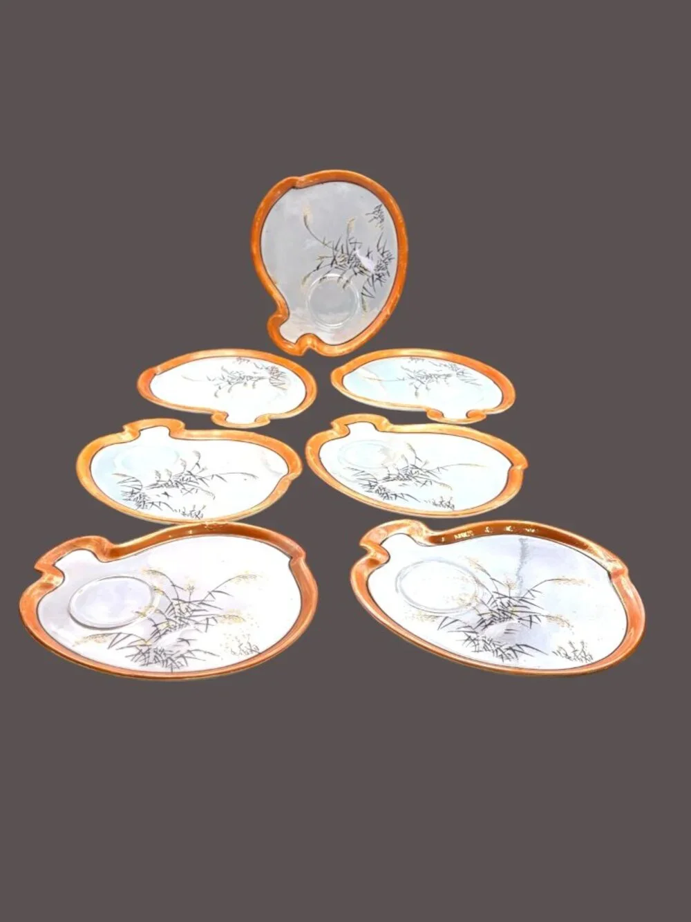 Vintage Gold Castle Chikusa Lusterware Crane Appetizer Plate Japan 7.75”